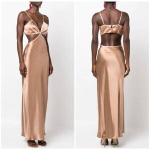 NWOT Reformation Poppies 100% Silk Cutout Maxi Dress in Croissant